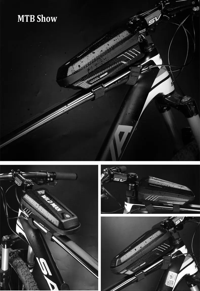 WILD MAN Bicycle Bag Triangle Frame Pannier MTB Road Cycling Top Tube Bag EVA Shell Waterproof for Repair Tools bolsa bicicleta (15)
