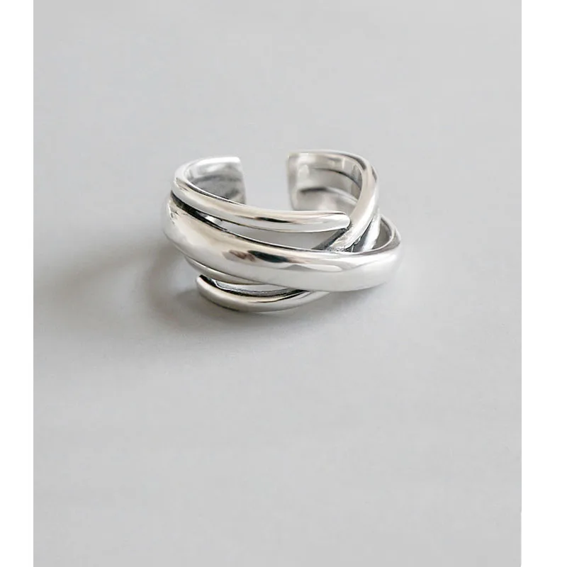925-Sterling-Silver Rings Jewelry Geometric Adjustable Women No Irregular for Bohemian