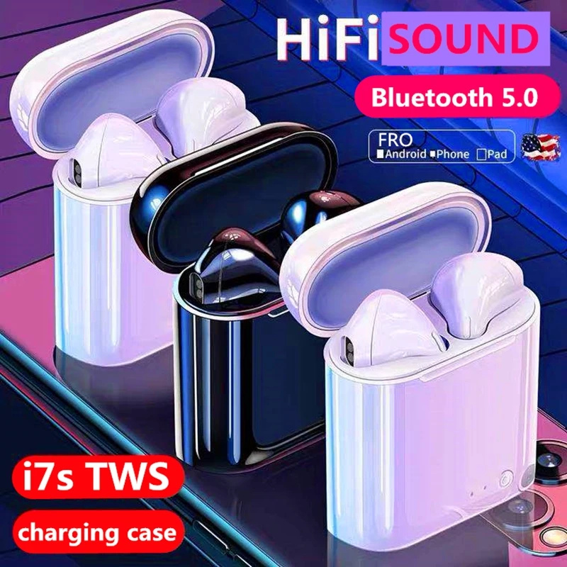 Спортивные наушники-вкладыши i7s TWS гарнитура с микрофоном для смартфона подходит