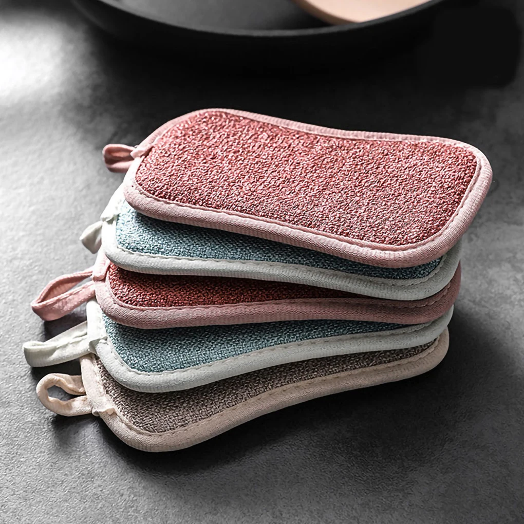 Dish Towel Brush Cleaning Cloth Bamboo Fiber Double-sided Antibacterial Sponge | Дом и сад
