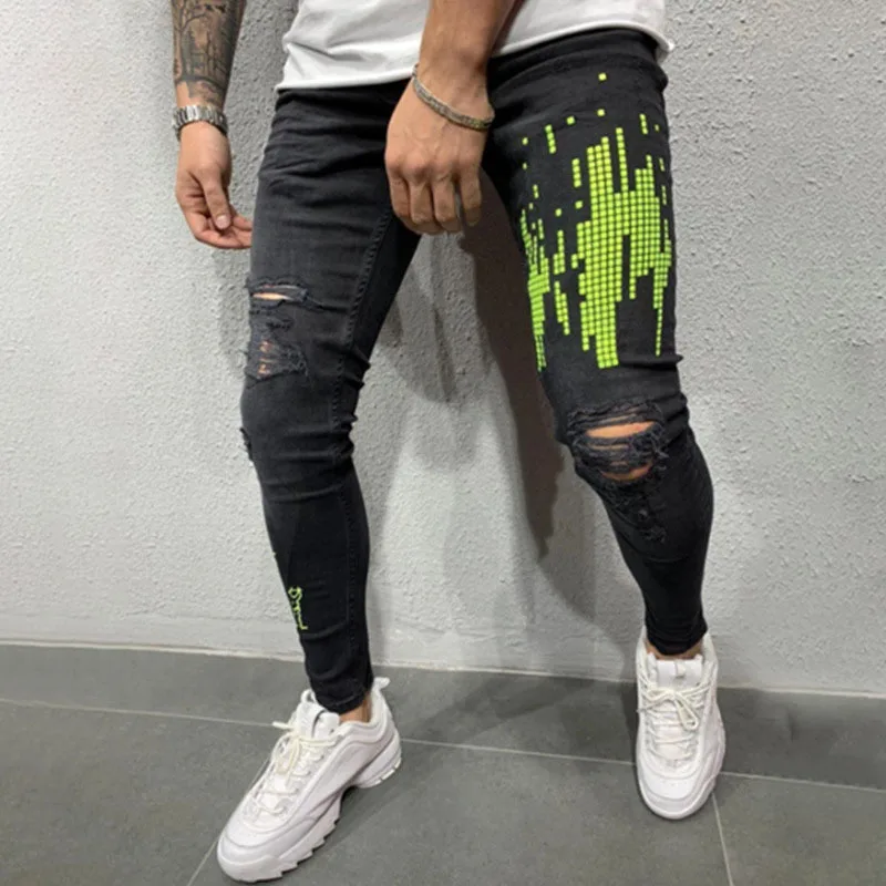 2019 новые Прямые рваные и потёртые плиссированные заплатка на колено джинсовые