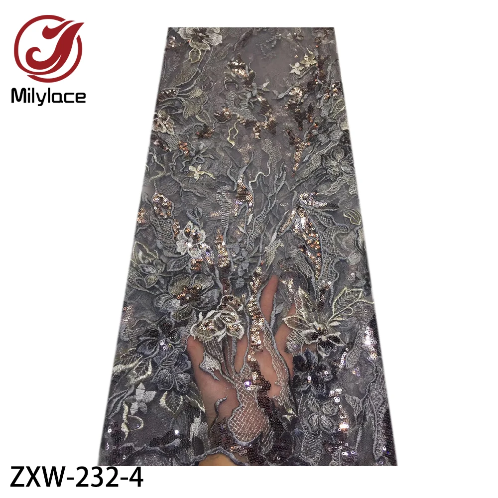 Ceny 2019 moda francuski koronki tkaniny z cekinami 5 metrów afryki tiul haftowany kwiat koronki tkaniny netto na ślub ZXW 232