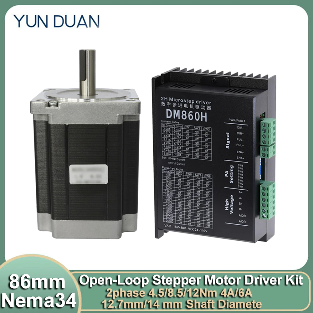 

Nema34 86Stepper Motor Driver Kit 4.5Nm 8.5Nm 1.2Nm 6A DC 2-Phase Stepping Motor 4-Lead Digital Motor Driver with Cooling Fan