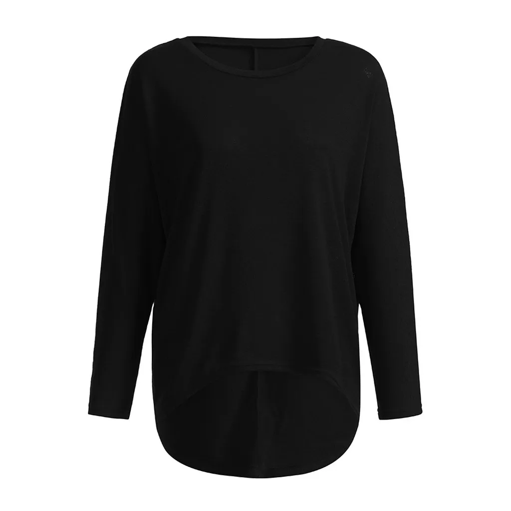 Осенне-зимняя рубашка женская с длинным рукавом Однотонная с длинным рукавом Круглый вырез Повседневная блузка рубашка Высокое качество#4
