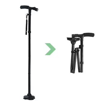

Magic Cane Folding LED Light Safety Walking Stick 4 Head Pivoting Trusty Base For Old Man T Handlebar Trekking Poles Cane