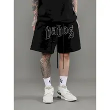 

High street men shorts embroidered American summer casual hip-hop sports loose preppy Harajuku wide-leg five-point male pants