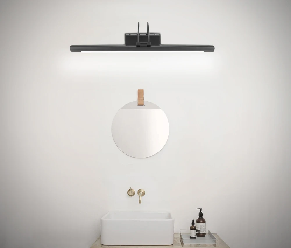 Скандинавский светодиодный настенный светильник для ванной комнаты, водонепроницаемый 8 Вт, 40 см, 12 Вт, 55 см, AC 90-260 В, настенный светильник, черный туалетный светильник, Светильники для гостиной