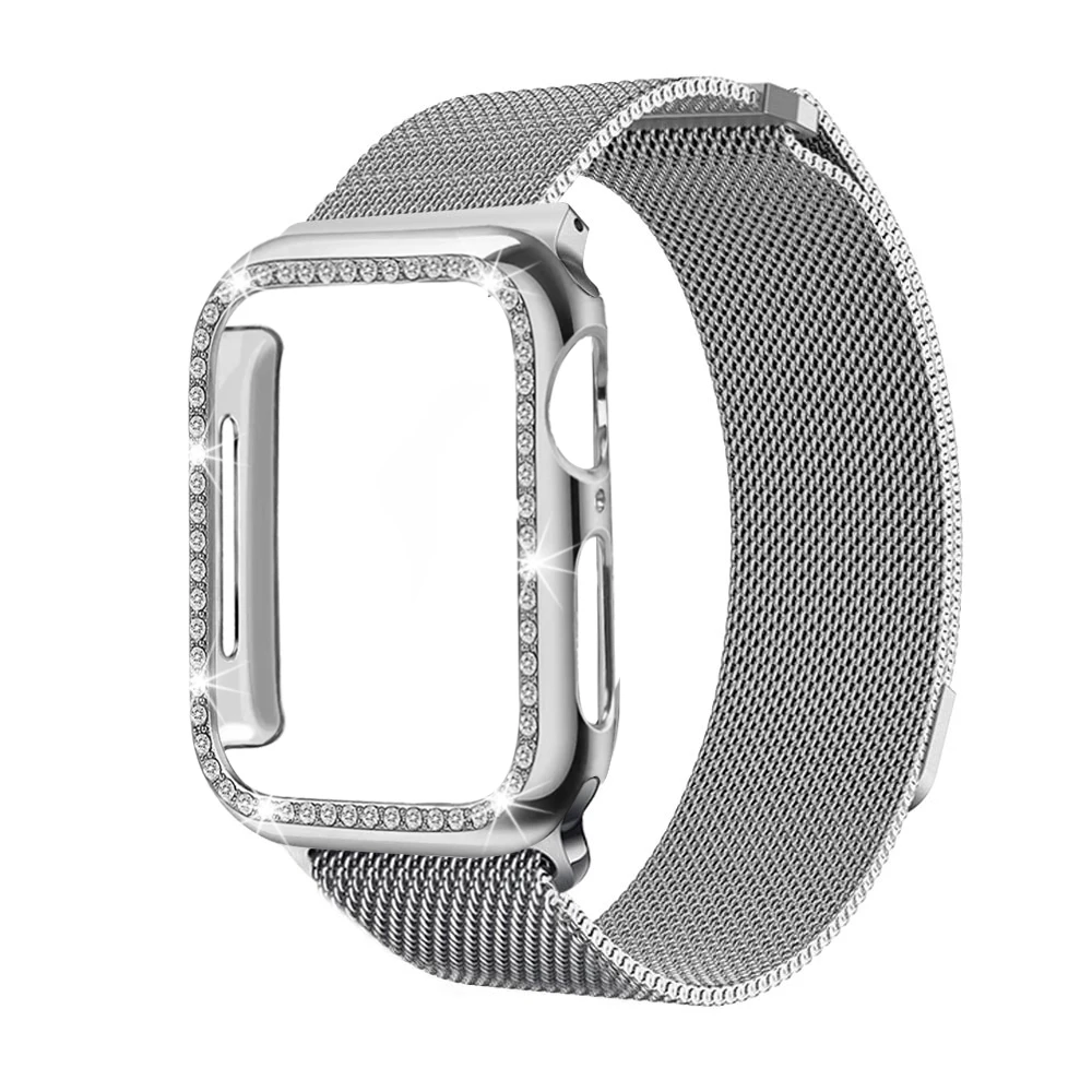 Чехол + ремешок для наручных часов Apple Watch 5 Группа 44 мм 40 iWatch 42 38 Миланская петля