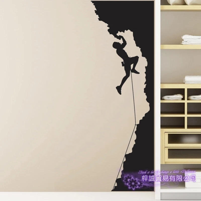 DCTAL Mountain Climbing Sticker Climbers Decal Extreme Sports Posters Vinyl Wall Decals Parede Decor Mural Climbing Sticker