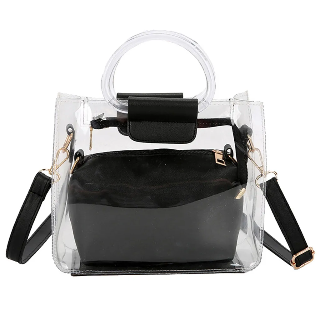 Femme sac à main 2PC gelée Transparent Messenger 2019 nouveau Portable épaule bolso mujer torebka damska shopper sac main #40