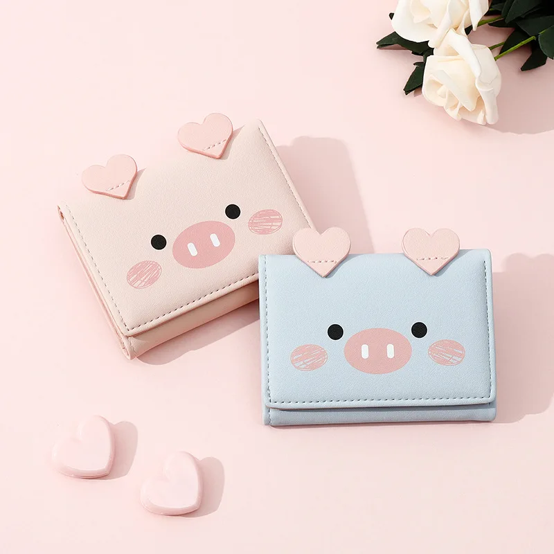 Short Wallet Clutch Purse Girls Korean Women Cute Female Standard for Daily Pig