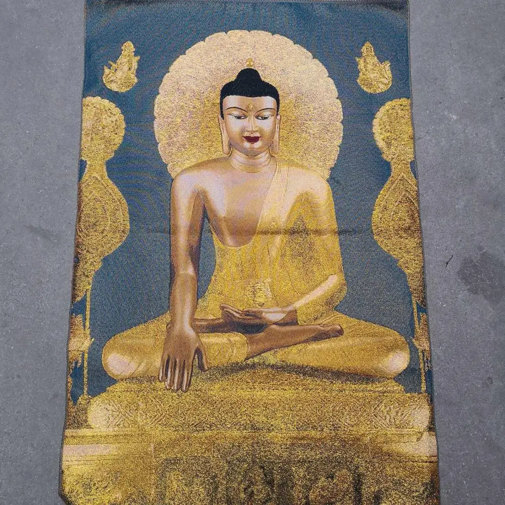 

Home Decor 35" Thangka embroidery Tibetan Buddhism silk embroidery brocade Nepal Immovable Tathagata Thangkas