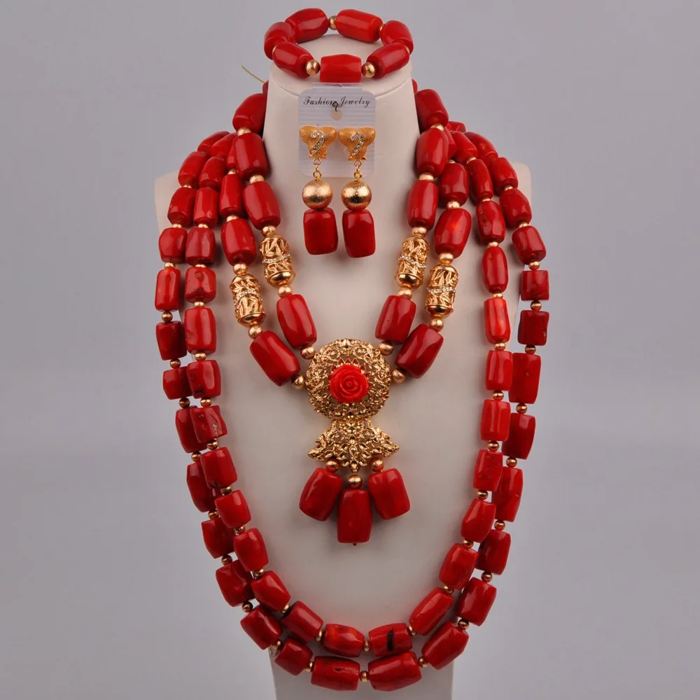 

Orange/White/Red Coral Beads Costume Necklace African Set Nigerian Women Wedding Bridal Jewelry Sets 2-18-H2
