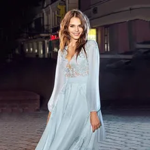 Длинные платья для выпускного вечера трапециевидный v-образный вырез кружевной с аппликацией шифоновый вечерний наряд с длинным рукавом длиной до пола Формальные Вечерние платья