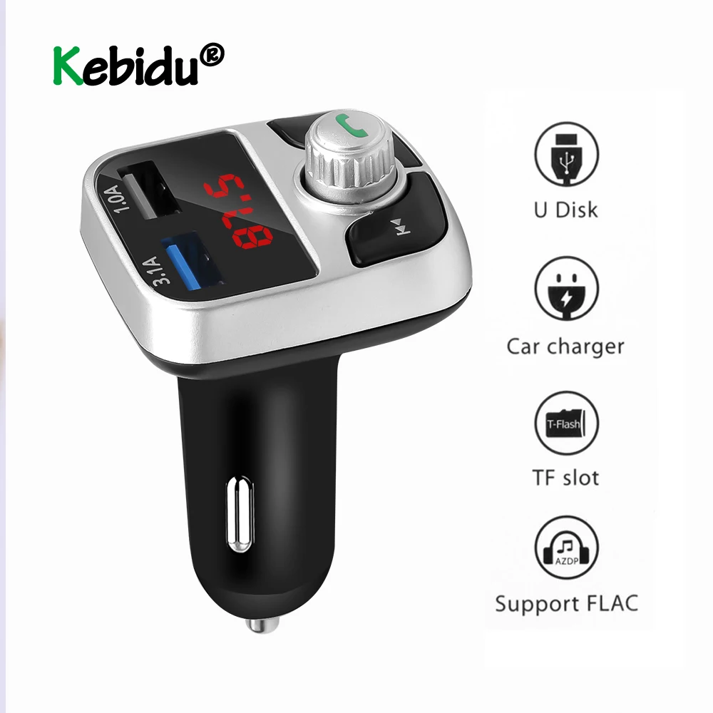 Зарядное устройство с двумя USB портами Bluetooth 4 2 FM трансмиттер беспроводное
