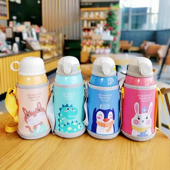 

20oz Kids Cartoon Drinking Bottles Double Layers 316 Stainless Steel Water Thermos Children Insulated Cups Portable Home School