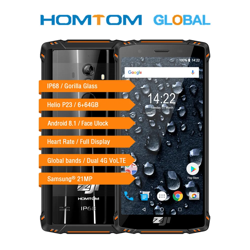 Мобильный телефон Homtom ZOJI Z9 восьмиядерный процессор Helio P23 экран 5 7 дюйма IP68