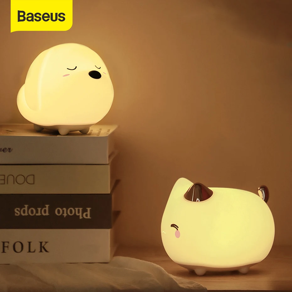 Baseus USB Ночная лампа силиконовый сенсорный светодиодный ночник светильник для