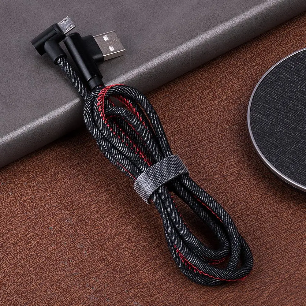 Кабель Micro USB type-C, 2А, быстрое зарядное устройство, USB, 90 градусов, локоть, ковбойский плетеный кабель для передачи данных, для samsung, для iPhone, Android, телефона
