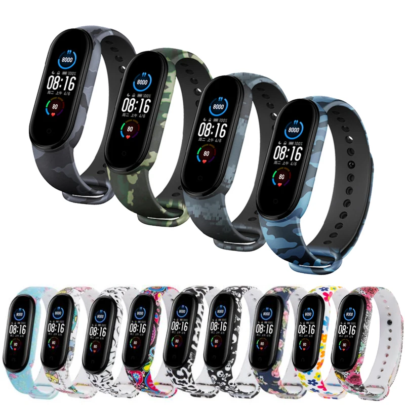 10 шт./упак. для Xiaomi Mi Band 5 ремешок силиконовый спортивный браслет наручные Ремешки