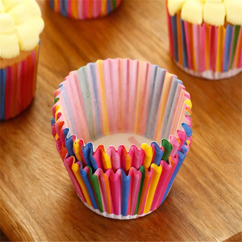 Радужный цвет, 100 шт., форма для кексов, бумажная форма для выпечки, бумажная коробка для кексов, коробка для кексов, лоток для яиц, кухонные аксессуары, инструменты