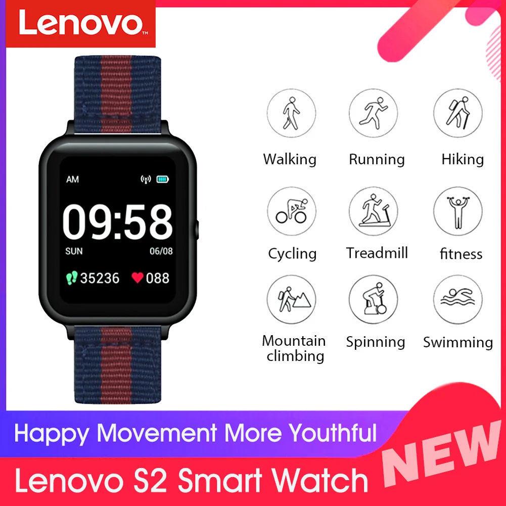 Stralend Barmhartig Grafiek Lenovo S2 Smart Watch 1.4" 240x240 Fitness Tracker Calorie Pedometer Sleep  Heart Rate Monitor Smartwatch Men Women Gift Band|Smart Watches| -  AliExpress