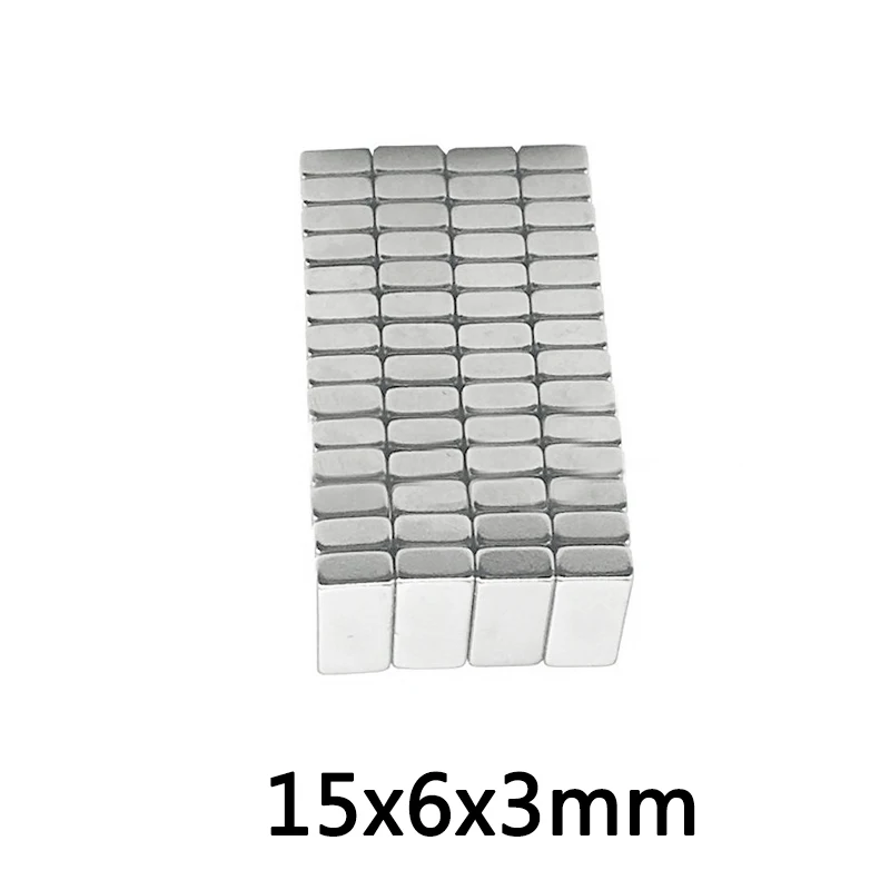 50 ~ 200 шт 15x6x3 мм N35 Сильный редкоземельный магнит толщиной 3 блок прямоугольный
