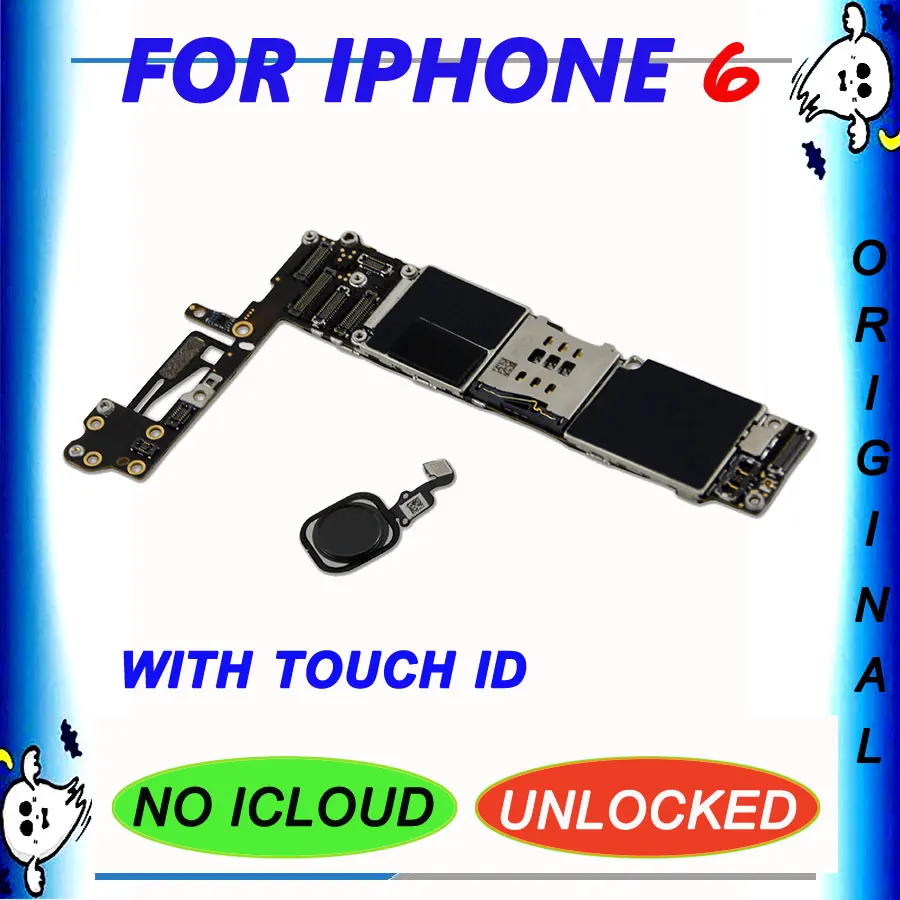 Платы для iPhone 6, 4,7 дюймов, 16g, 32g, 64g, 128g, материнская плата iCloud с технологией Touch ID, установленная логическая плата IOS
