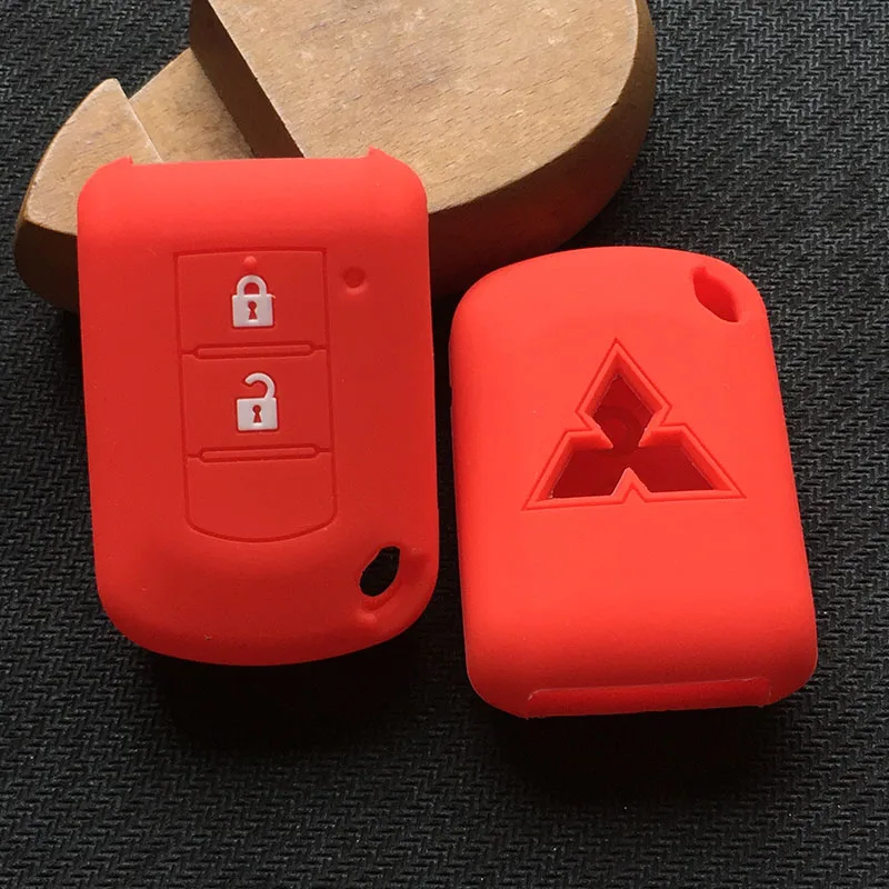Силиконовый резиновый чехол для ключа автомобиля чехол для Mitsubishi ASX Lancer EX Galant Outlander Pajero 2 Автомобильный ключ с кнопкой - Название цвета: Красный