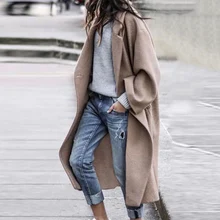 

Woolen Coat Women Turndown Collar Casual Long Solid Color Buttons Warm Woolen Jacket Fashion Ladies Overcoat 2021 Street Shot