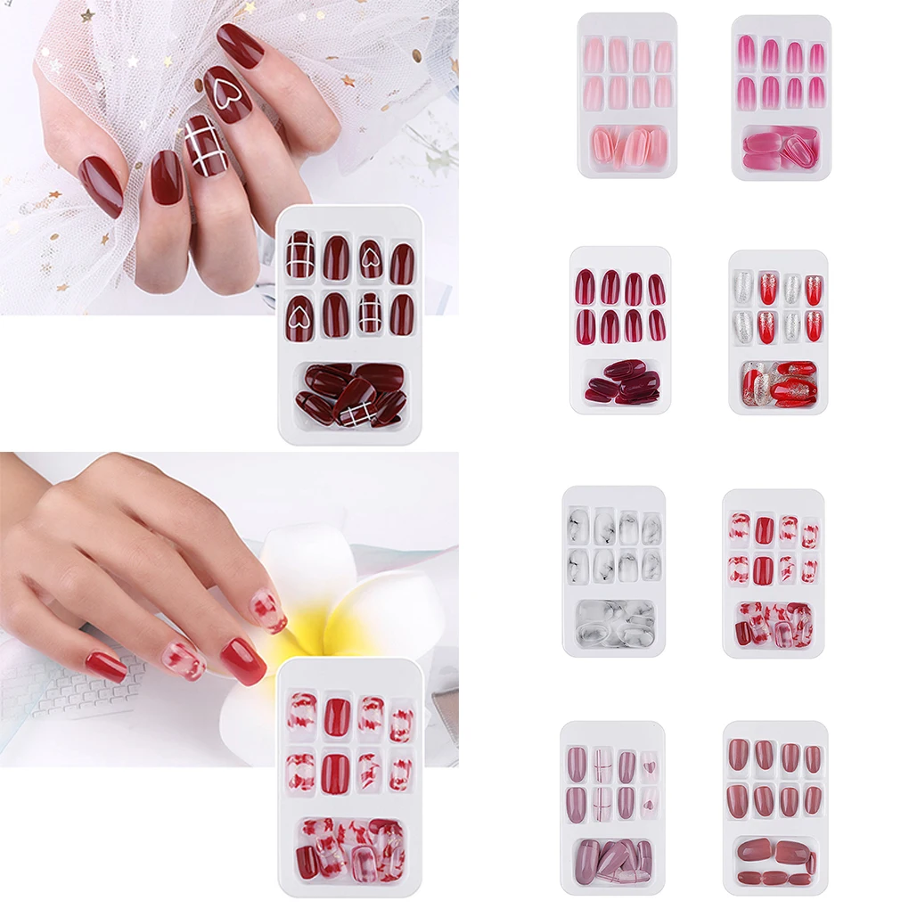 

Matte False Nails Popular Designs Glue On 24pcs Long Tip Patch Pure Color Nail Chip Extensions Artificial Nail Art Accessories