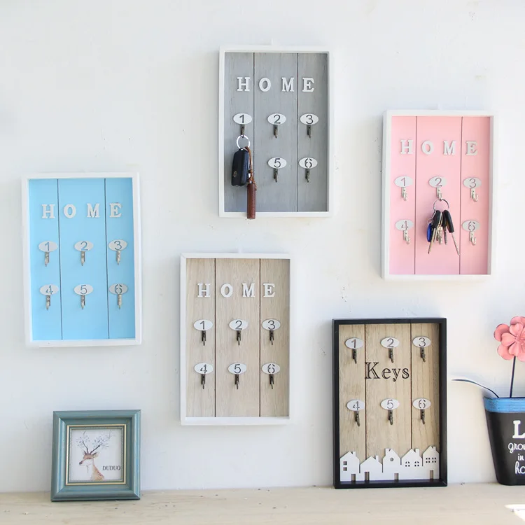 

Modern Nordic Decoration Home Wood Crafts Creative Wall Woods Hanging Decorations Storage Keys Box Wall Hanging Room Decor Gift