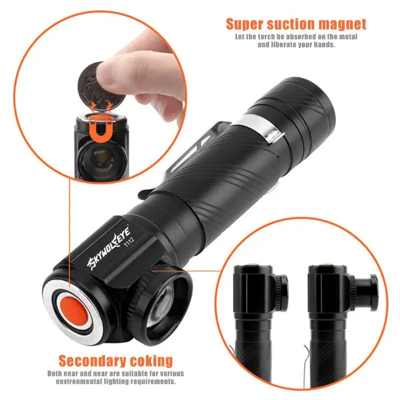 

4 Mode Flashlight T6USB Rechargeable Headlight Telescopic Focus Lighting Flashlight Outdoor Riding Adventure Fishing