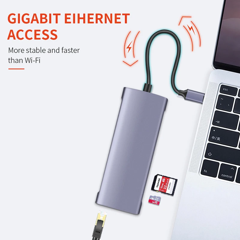 USB концентратор DataRoad 11 в 1 Тип C для мульти 3 0 ноутбука MacBook Pro PD HDMI RJ45 адаптер док