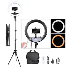 Fosoto FT-240RL 14 pouces éclairage photographique 3000-6000K anneau lampe caméra téléphone led anneau lumière avec trépied et télécommande pour le maquillage