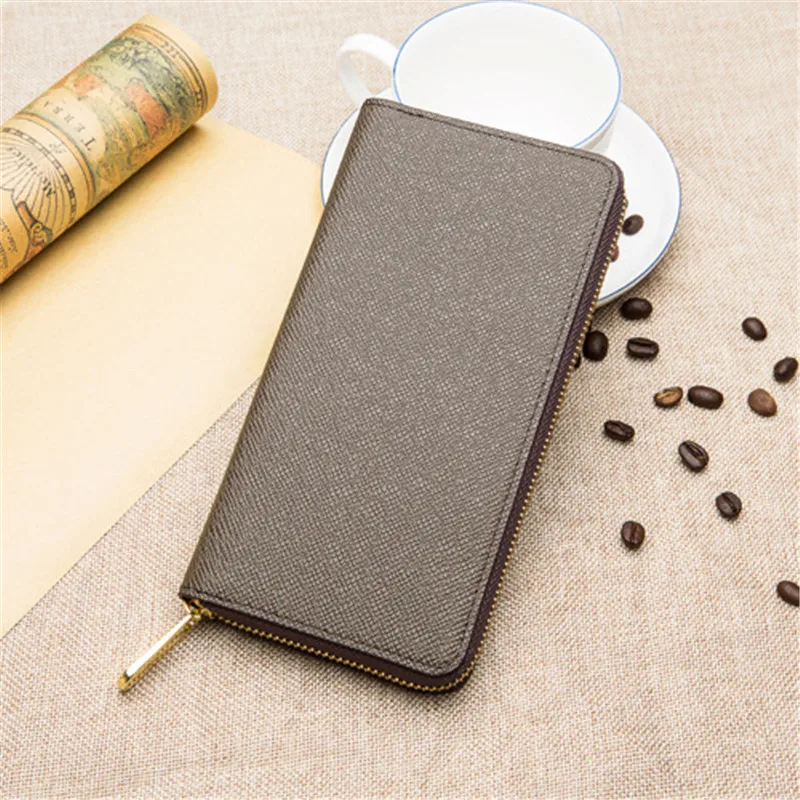 

Fashion Men Grain Leather Zipper Wallet Good Quality Slim Money Bag Solid Color Simple Luxury Men Wallets