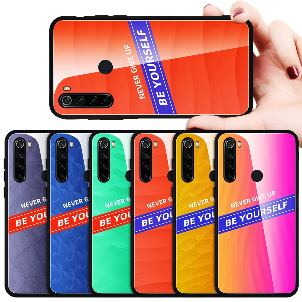 

Gradient Tempered Glass Case For Xiaomi Redmi Note 8 Pro Protective Glass Back Cover on Redmi note8 Note 8Pro Soft Edge Bumper