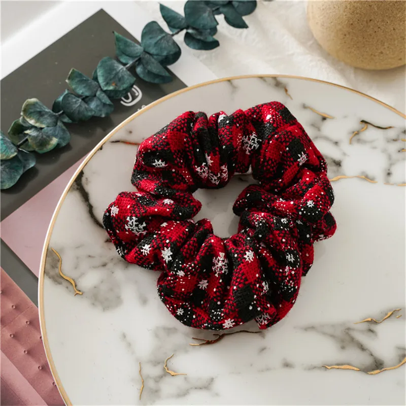 2pcs/set Christmas Scrunchies For Women Girls Elastic Hair Rubber