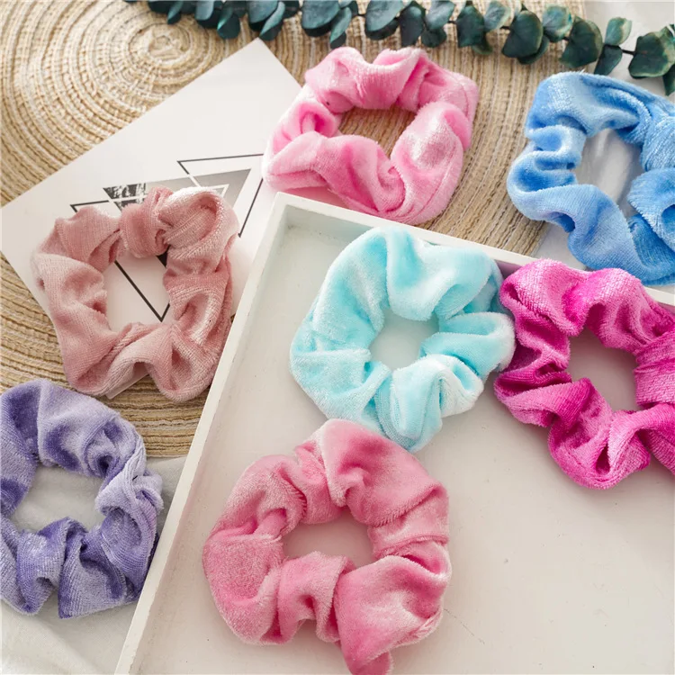 12 PCS Candy Color Hair Scrunchies Stretchy Velvet Scrunchie Pack Women Elastic Hair Bands Girl Headwear Solid Rubber Hair Ties