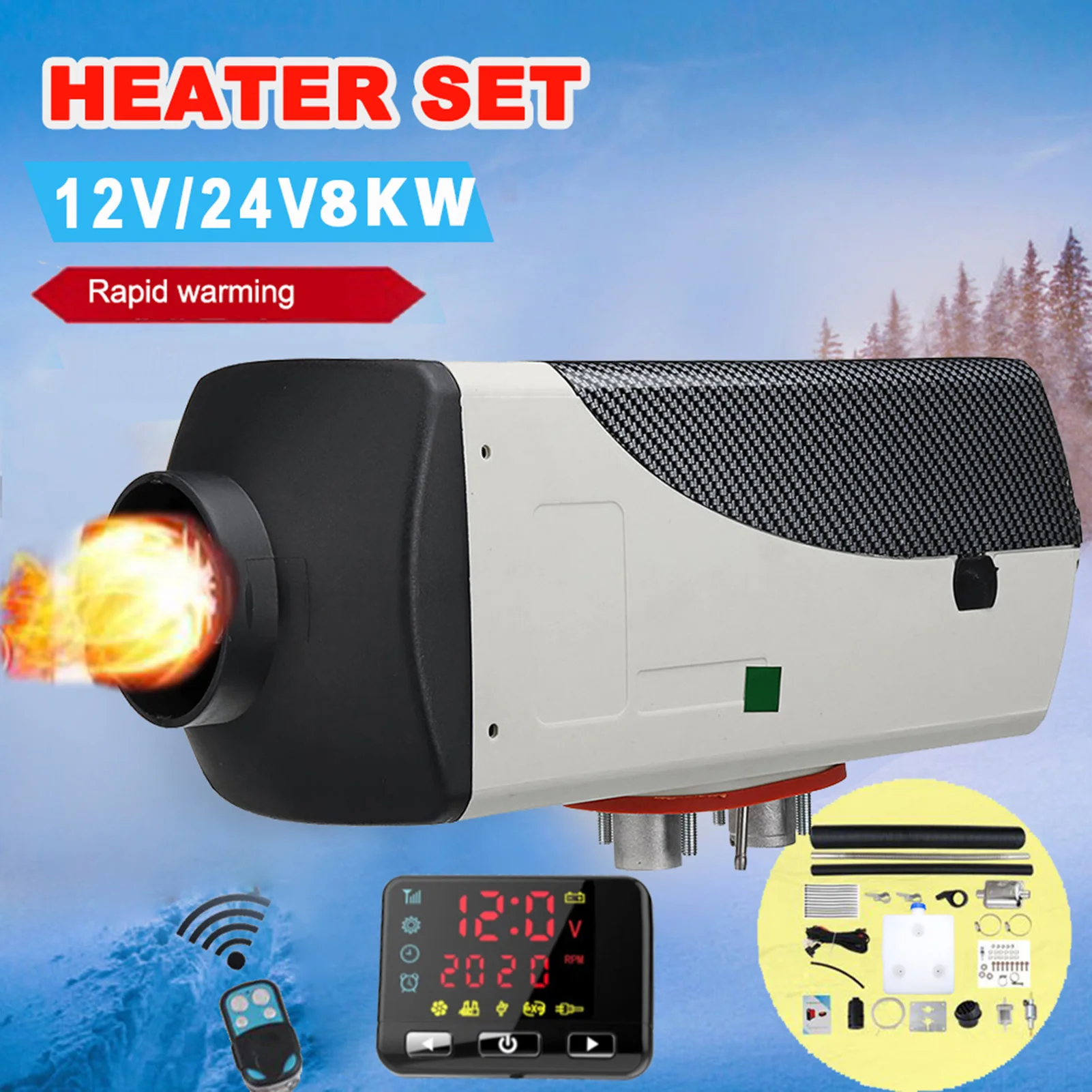 8kw Car Heater Set 12v/24v Diesels Fuel Air Heater Parking Heater With  Remote Control Lcd Monitor For Motorhome Trailer Trucks - Patio Heaters -  AliExpress