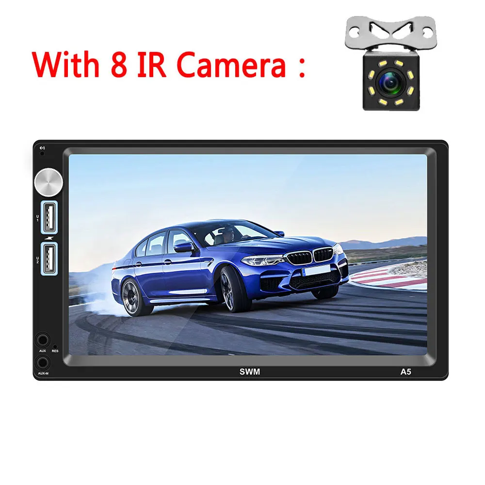 With 8 IR Camera Podofo 2din Android 8,1 автомобильный радиоприемник wifi gps-навигация Авторадио Стерео Аудио MirrorLink Автомобильный мультимедийный MP5 плеер fm-радио - Цвет: With 8 IR Camera
