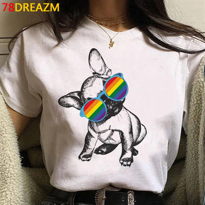 French Bulldog top tees summer top femme white t shirt kawaii 2021 plus size top tees streetwear harajuku friends t shirt