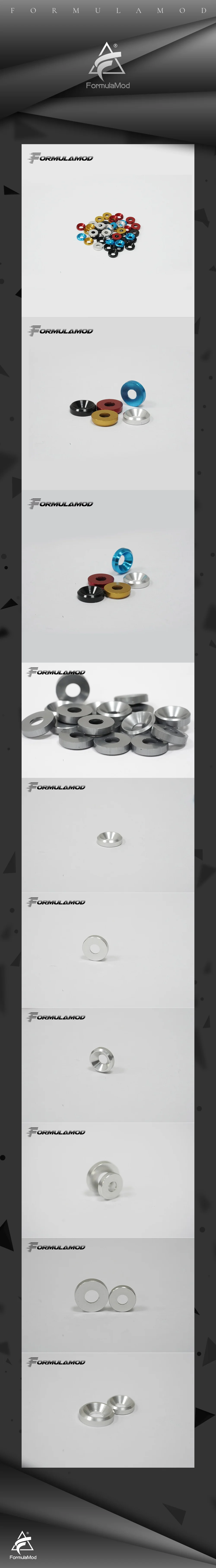 FormulaMod Fm-DP, Aluminum Alloy M3/M4 Gaskets, Multiple Colour Decorative Gasket, 1 Set 5 Pcs, For M3/M4 Screws  