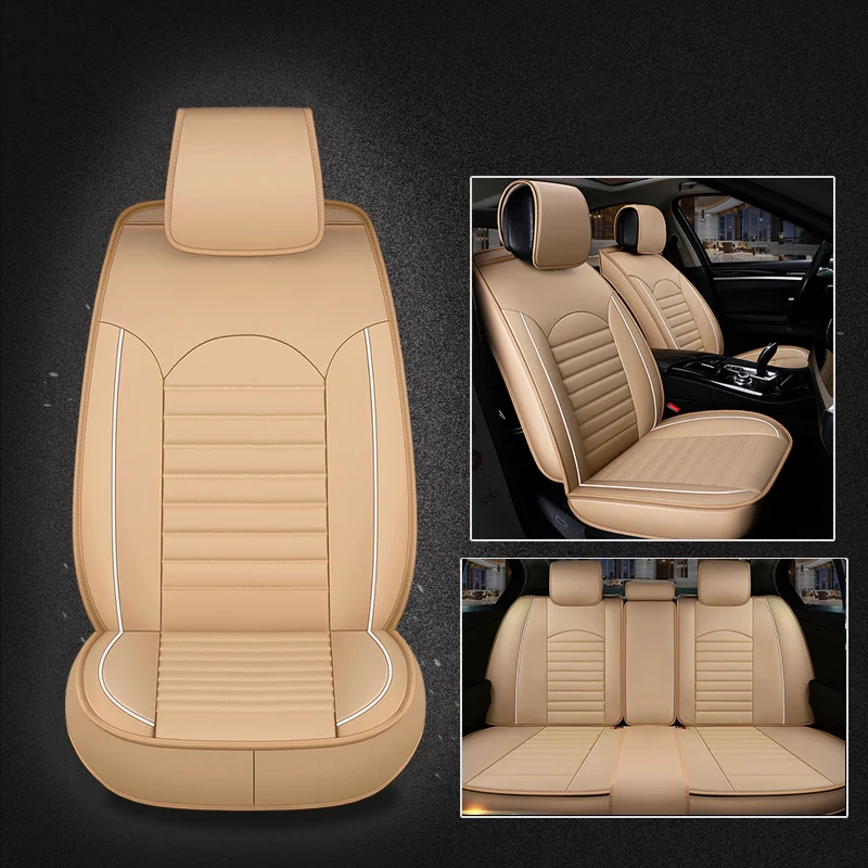 Waterproof Car Seat Cover 5 Seat Universal PU Leather Auto Front Back Rear with Backret Seat Cushion Protector Mat For Most Car
