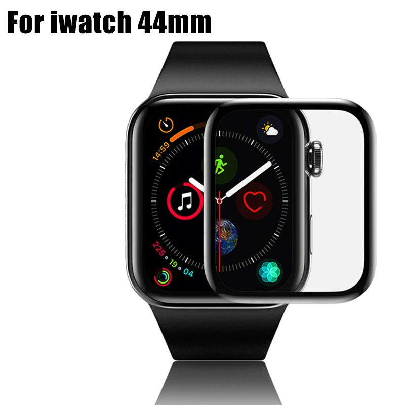 20D изогнутое полное покрытие закаленное стекло для Apple Watch 1 2 3 4 Защита экрана для Iwatch 38 40 42 44 мм Защитная стеклянная пленка - Color: For iWatch 44