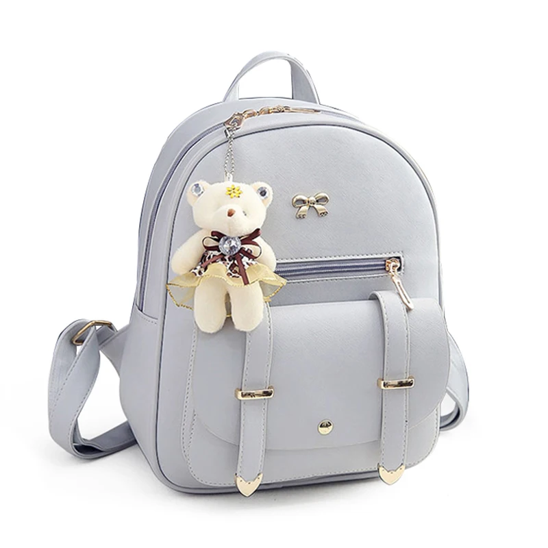 Mochilas de mujer moda bolso de hombro de cuero de PU Color sólido pequeña  mochila escolar Mochila (gris claro)|Mochilas| - AliExpress