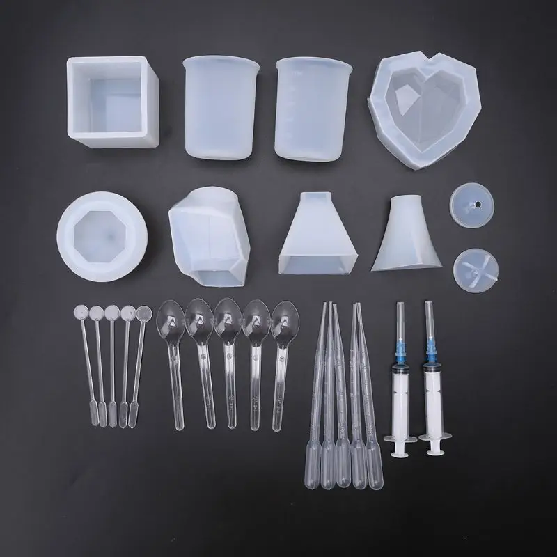 

2019 Decoration Epoxy Resin Mold Material Set Cube Pyramid Ball Pendant Silicone Molds DIY Jewelry Crafts Making Tools