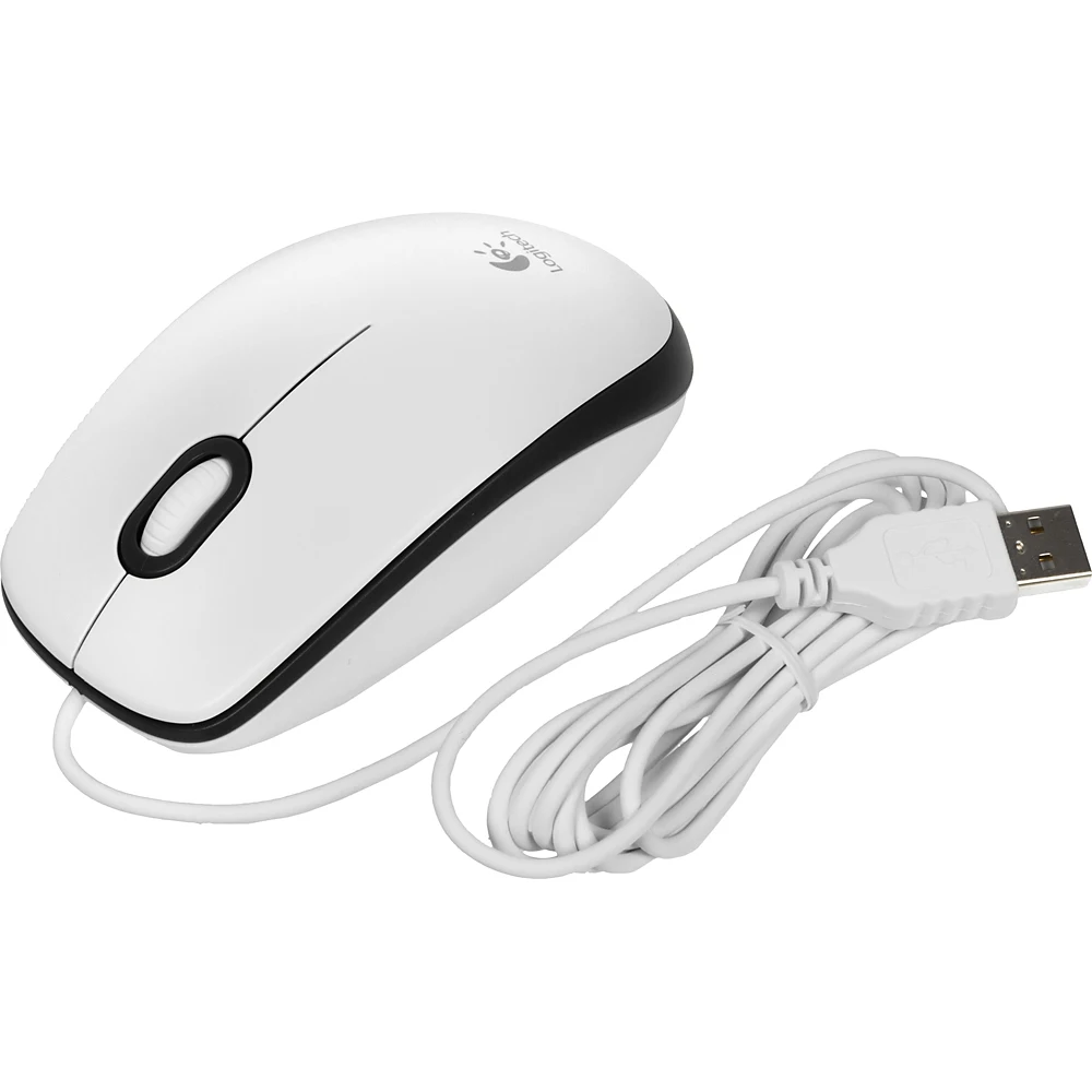 Мышь LOGITECH M100, проводная, USB, белый