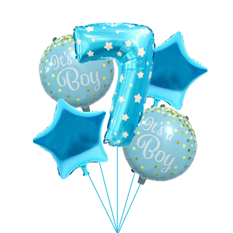 Chicinlife 5 шт. синий 1 2 3 4 5 6 7 8 9 лет на день рождения фольги шары вечеринка для мальчика день рождение украшения для душа - Цвет: 7