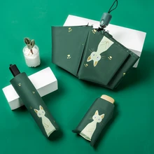 Новый автоматический зонт от дождя, женские складные зонтики с милым котом, ветрозащитный черный зонтик с защитой от УФ-лучей, женский зонтик для девушек Новый автоматический зонт от дождя, женские складные зонтики с милым котом, ветрозащитный черный зонтик с защитой от УФ-лучей, женский зонтик для девушек